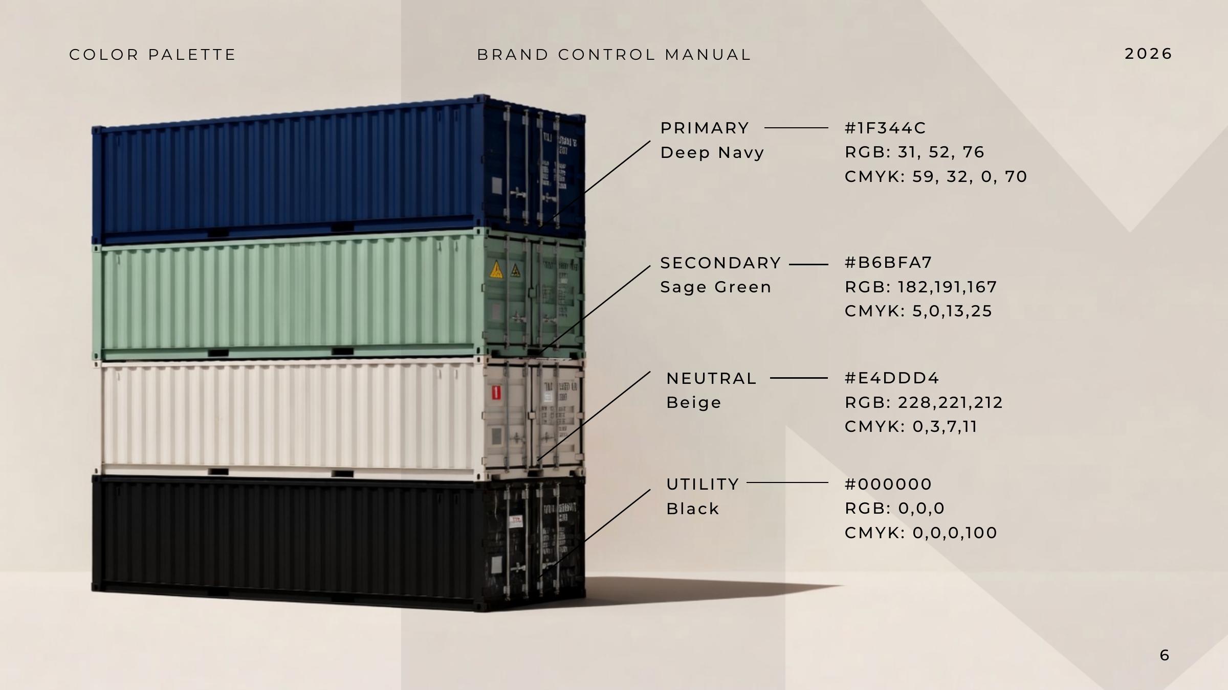 Merchants International navy, sage, beige, and black color palette